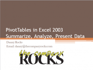 Video Tutorial for Excel 2003 Pivot Tables