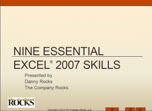 Title Page for 9 Essential Excel 2007 Skills